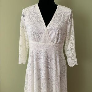 White Lace Empire Waist Dress size Large